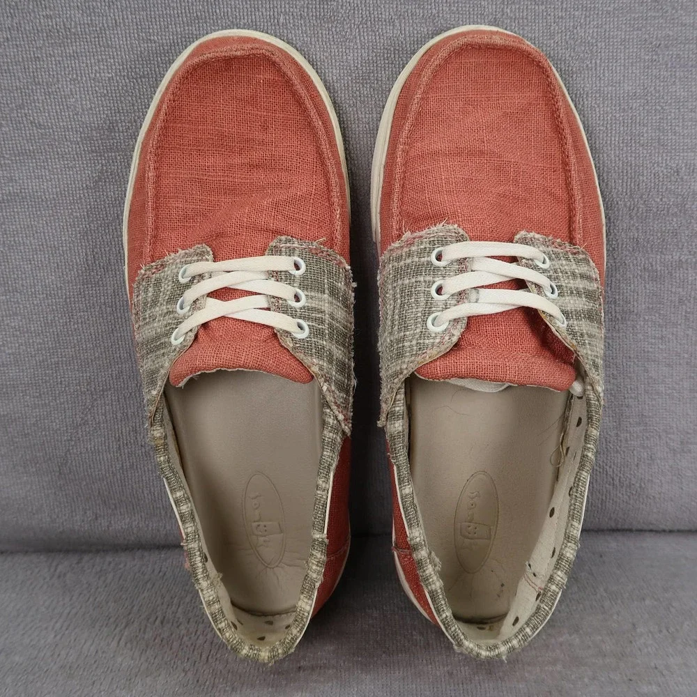 Sanuk Shoes Mens 9 Bisque Moc Toe Lace Up Boat Shoe Sneakers Casual_5